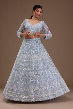 Pearlwork Net Readymade Lehenga